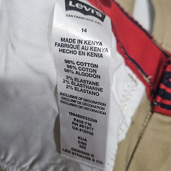 Levi's Boys 511 Slim Stretch Twill Khaki Pants - Size 14 - Picture 6 of 6